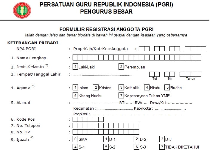 Pendaftaran PGRI Kab. Trenggalek - Persatuan Guru Republik Indonesia Cabang Kab. Trenggalek